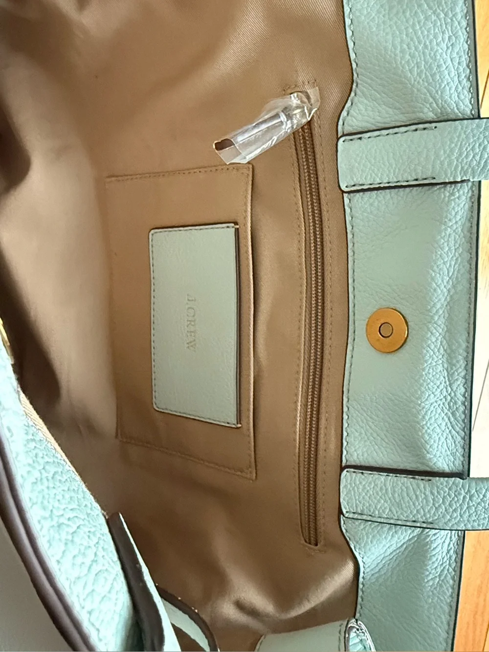 Light Blue Leather J Crew Tote Bag